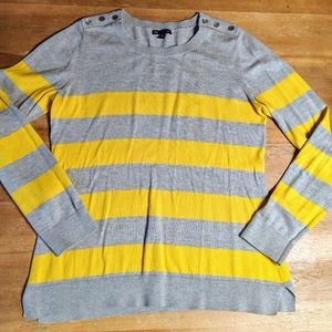 Women's Gap large sweater shirt top L gray yellow